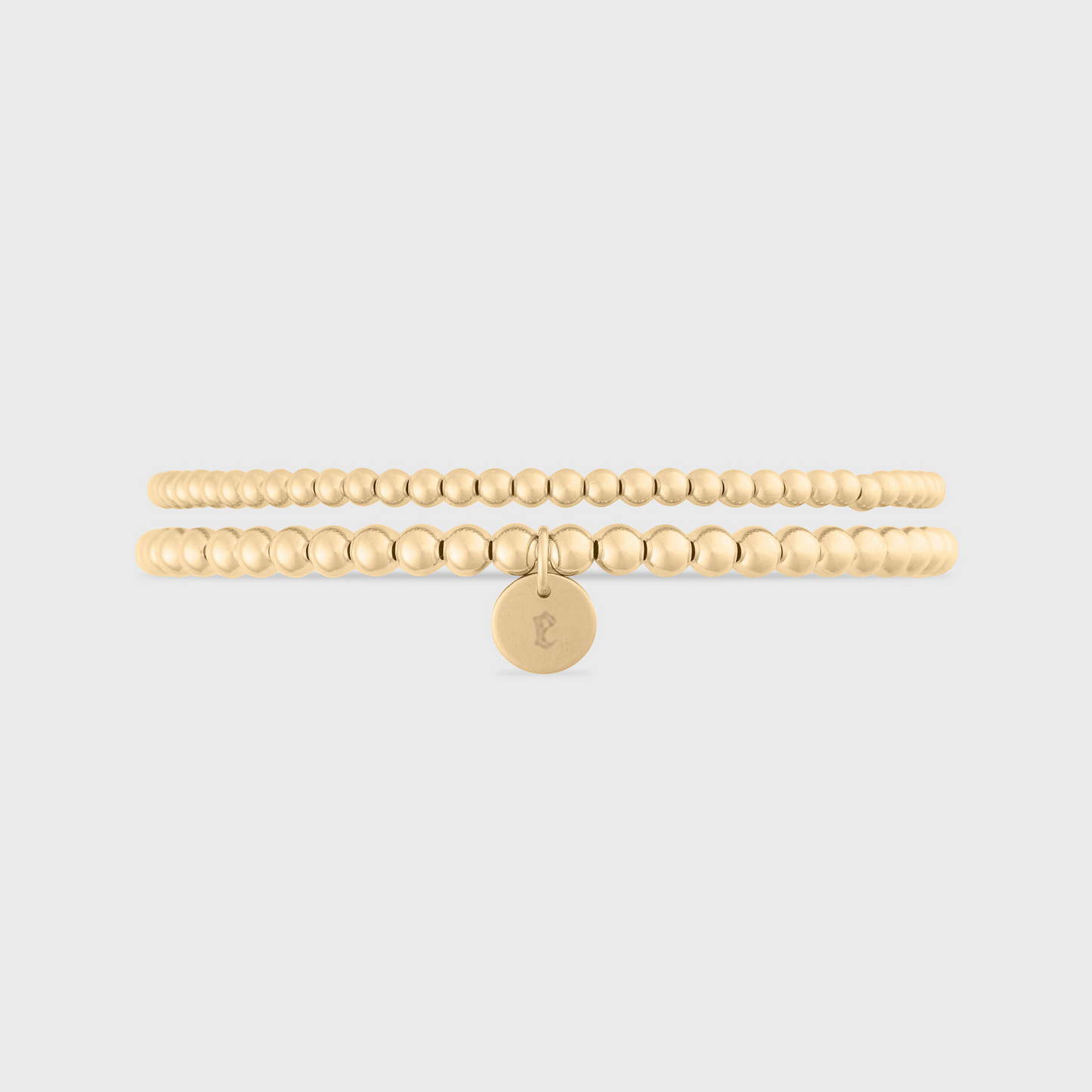 Old English Initial Juno Double Bracelet Stack (3+4mm)