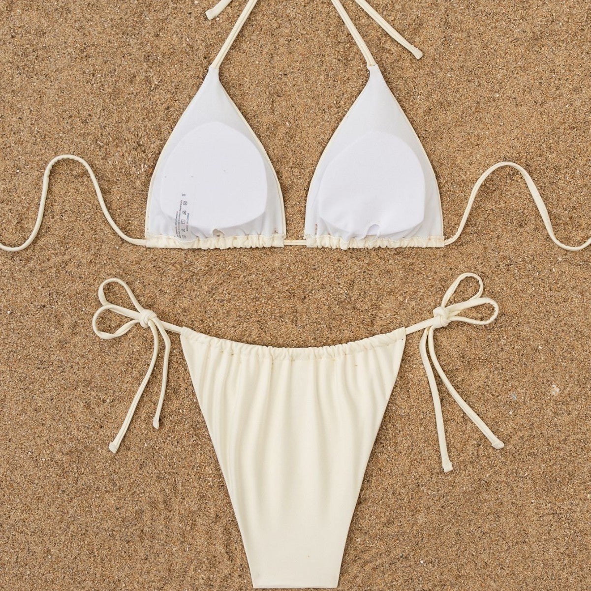 3D design women's two-piece sexy swimsuit set, tie-up bikini, solid color swimwear bikini