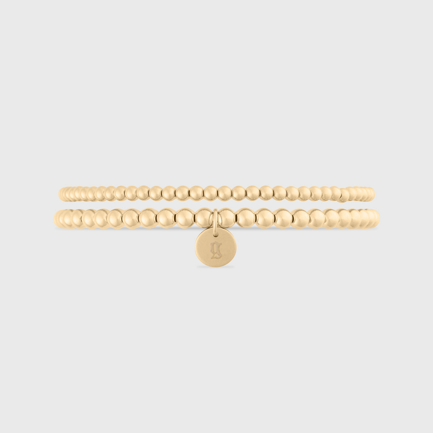 Old English Initial Juno Double Bracelet Stack (3+4mm)