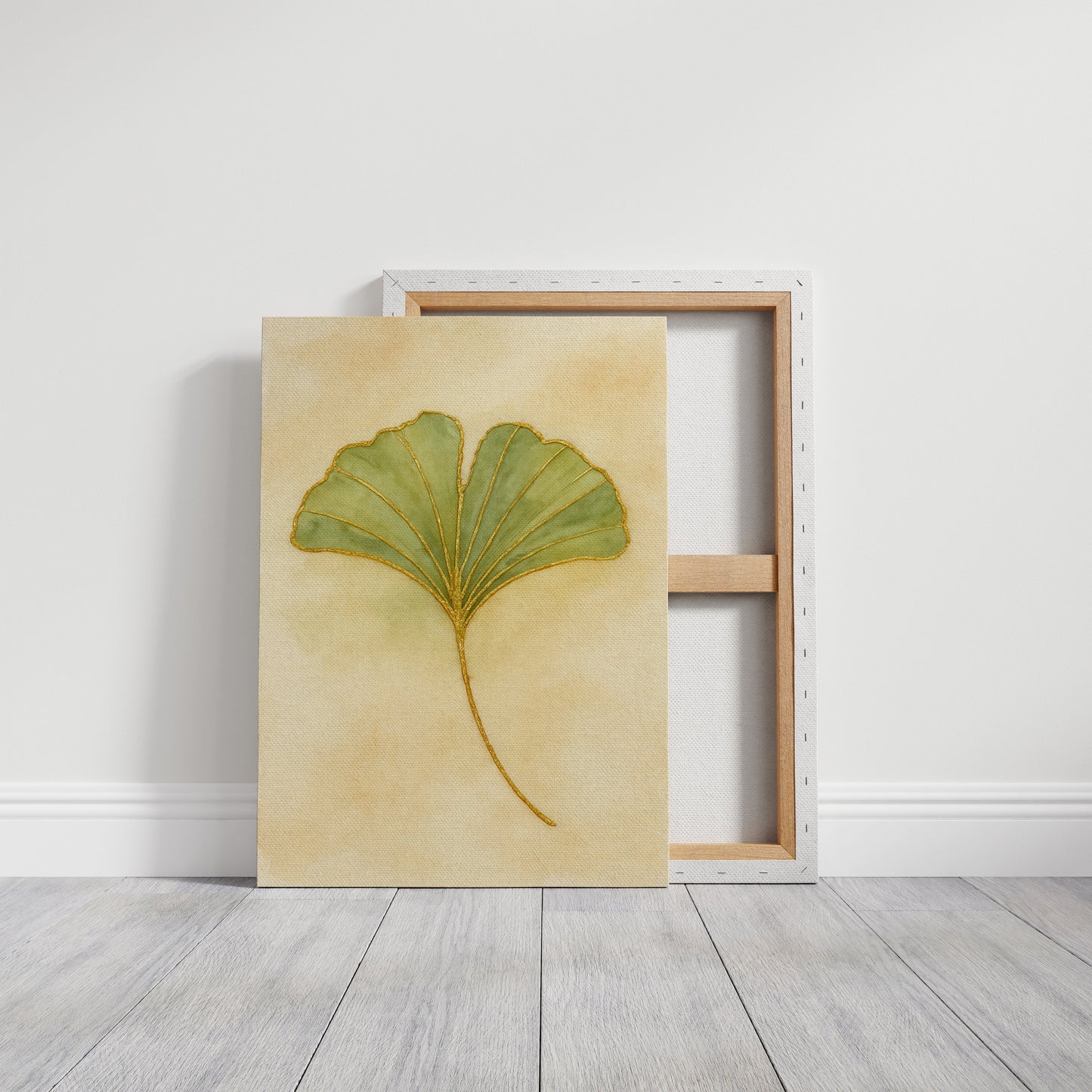 Eleganter Ginkgo-Blatt-Aquarell-Kunstdruck
