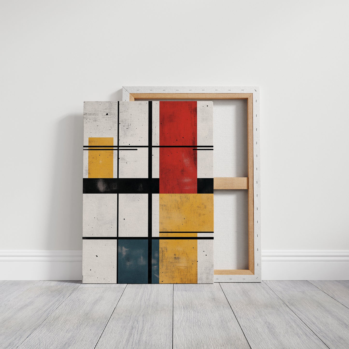 Rythme modulaire – Art de grille aux couleurs primaires abstraites