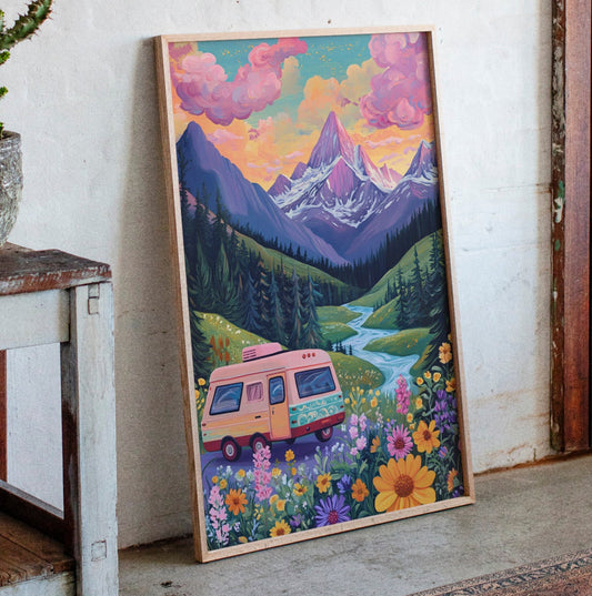 Tableau sur toile paysager vibrant pour camping-car