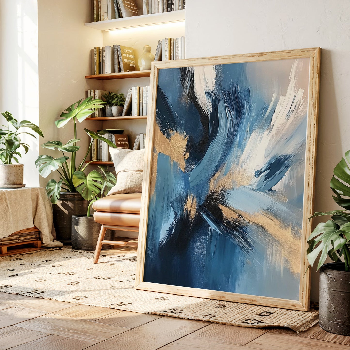 Blaue Gelassenheit - Abstraktes, vom Meer inspiriertes Leinwandbild