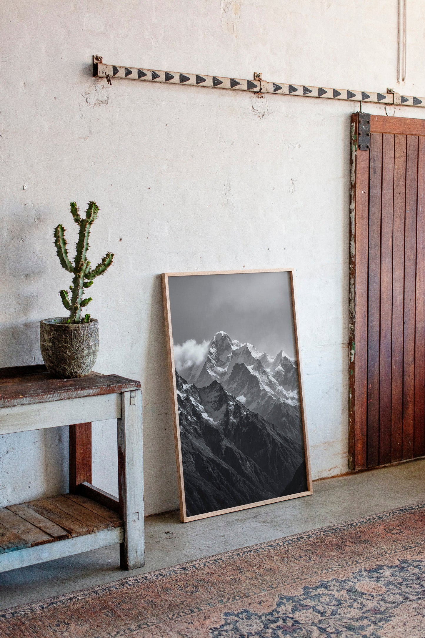 Monochrome Majesty – Black & White Alpine Mountain Print