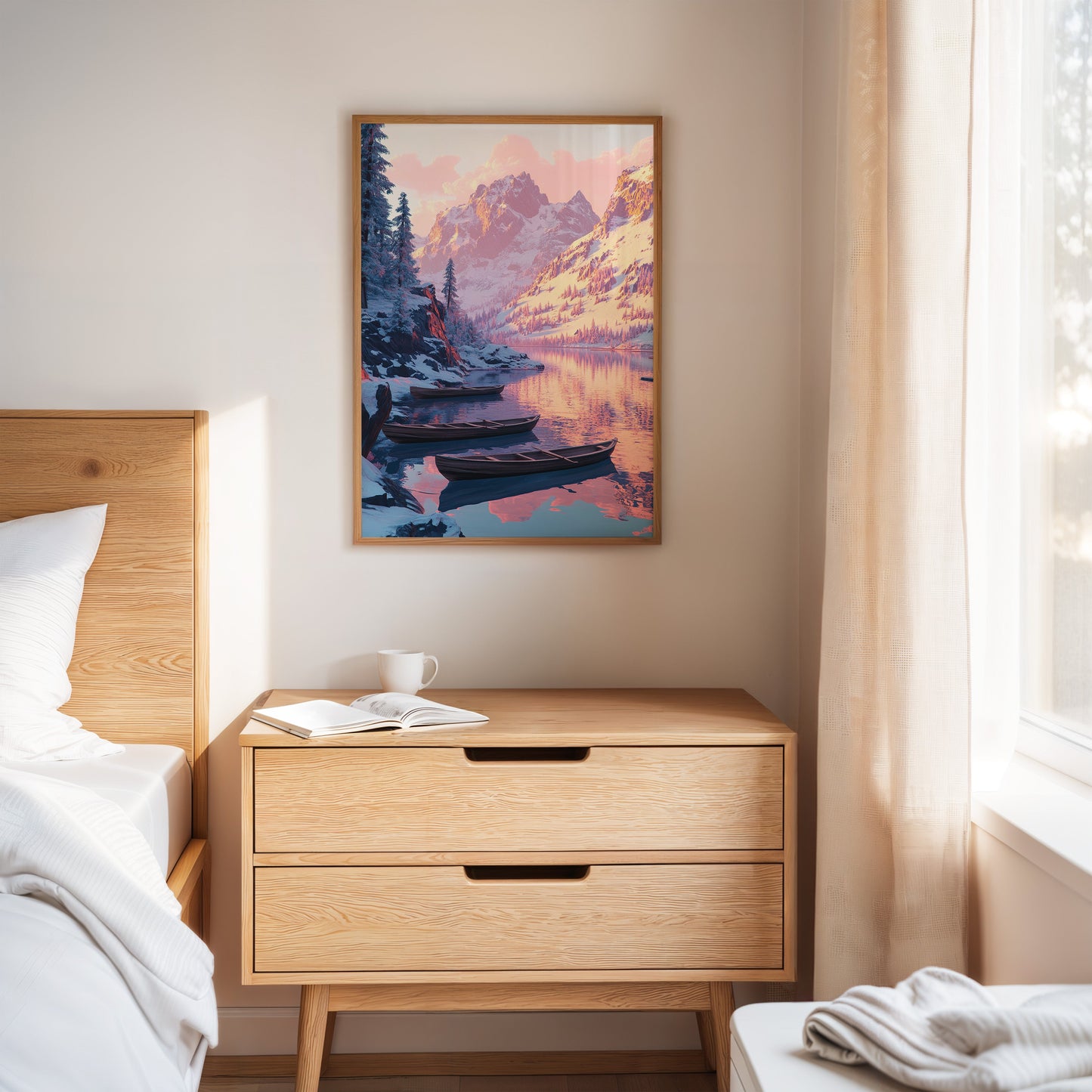 Enchanting Winter Mountain Lake Art Print