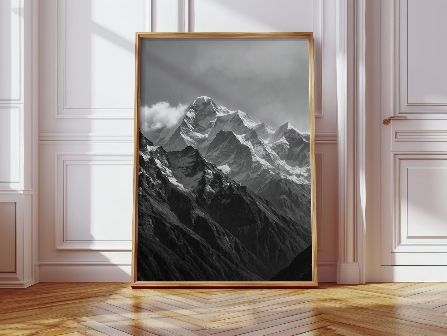 Monochrome Majesty – Black & White Alpine Mountain Print