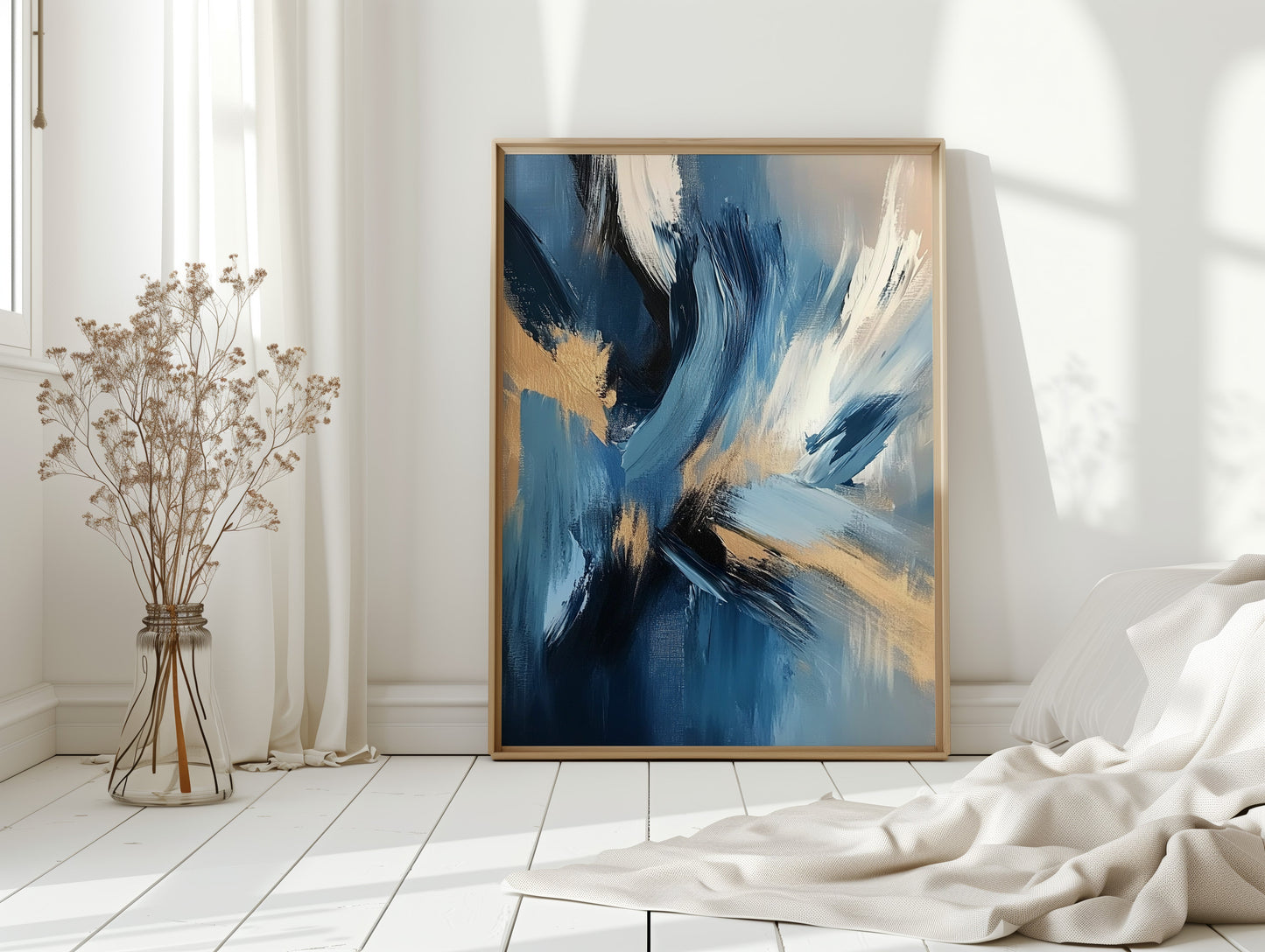 Blaue Gelassenheit - Abstraktes, vom Meer inspiriertes Leinwandbild