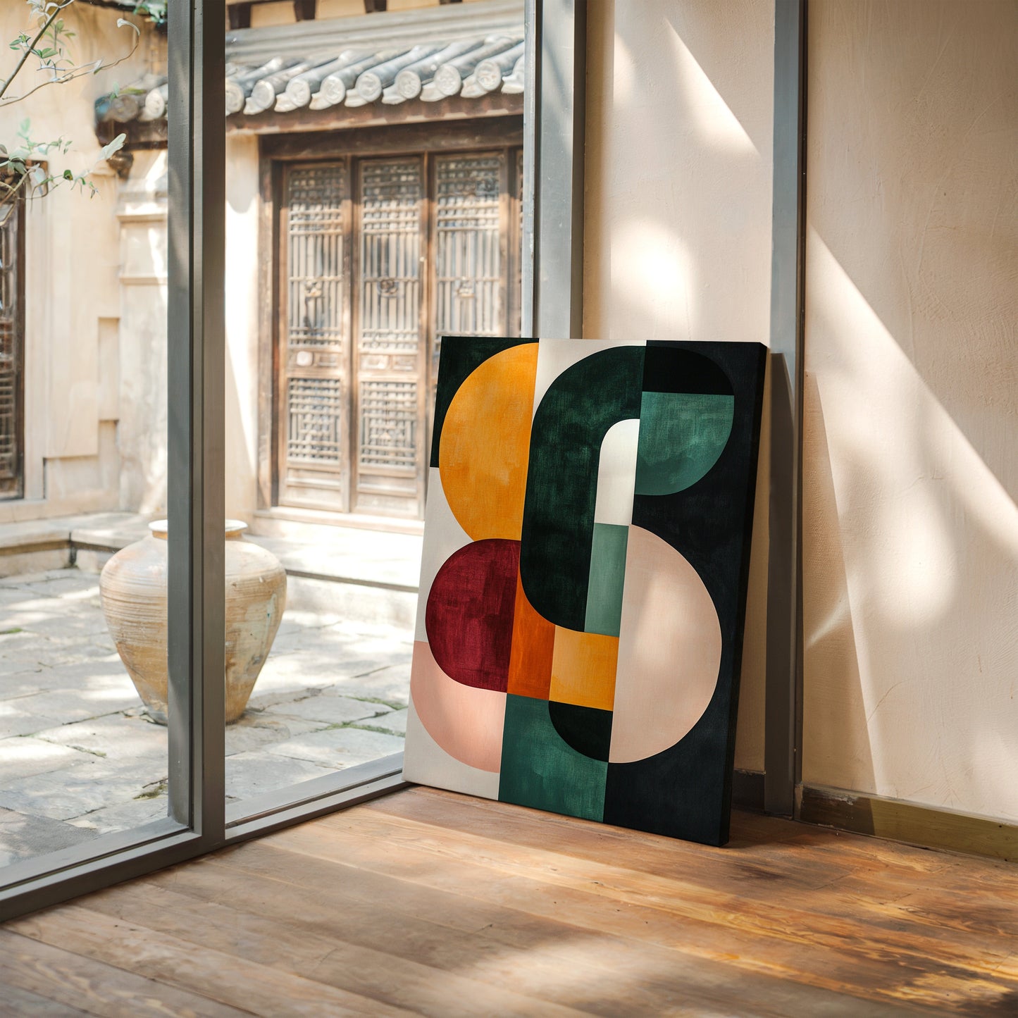 “Modern Balance” – Bold Mid-Century Abstract Geometric Print