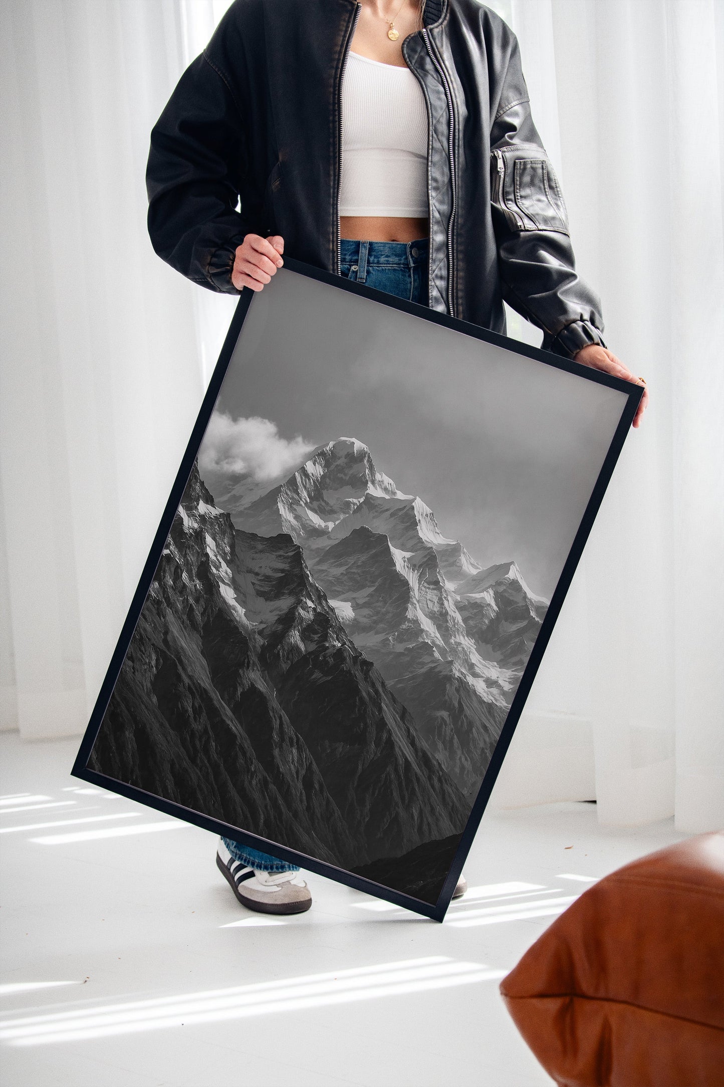 Monochrome Majesty – Black & White Alpine Mountain Print