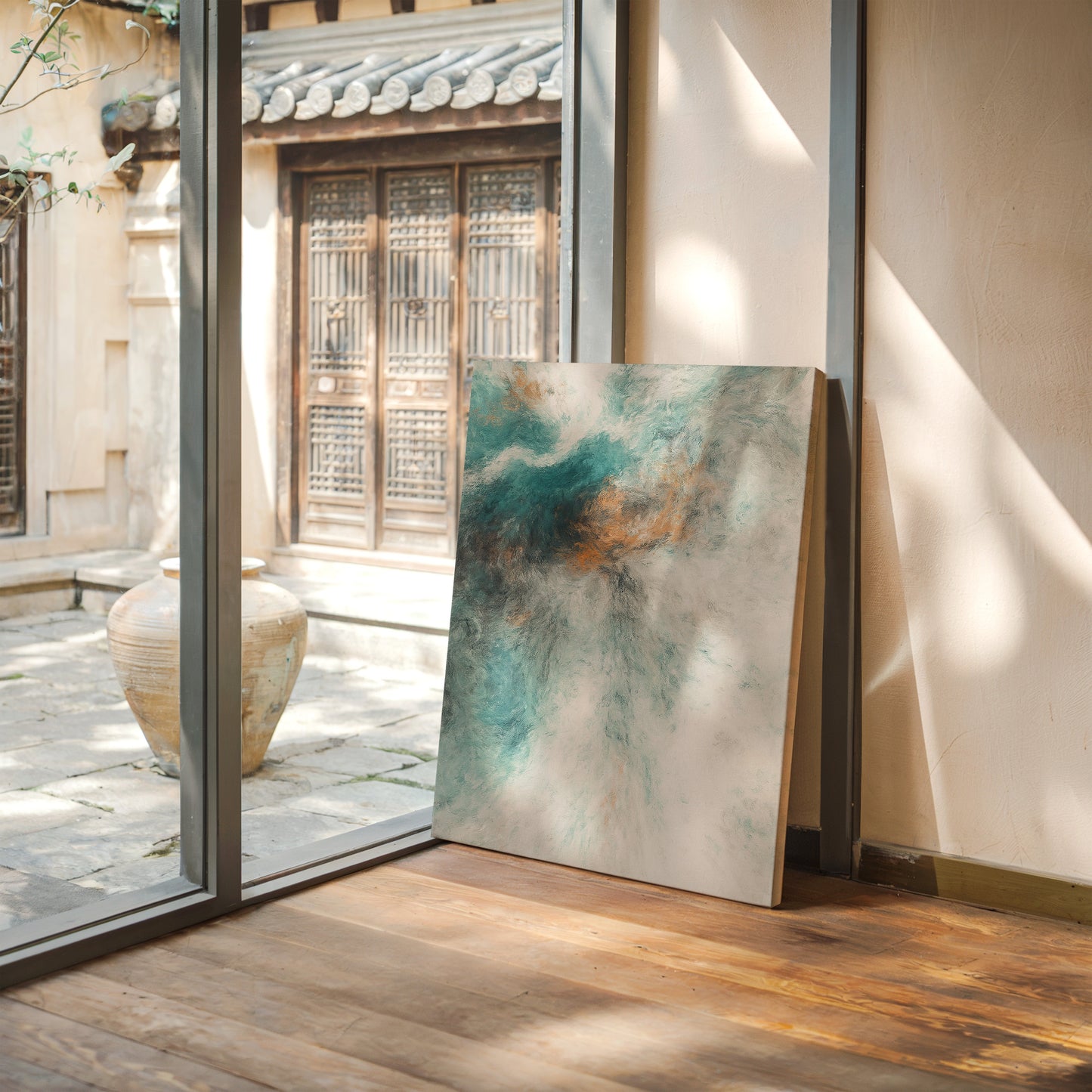 Art mural éthéré et abstrait de paysages nuageux