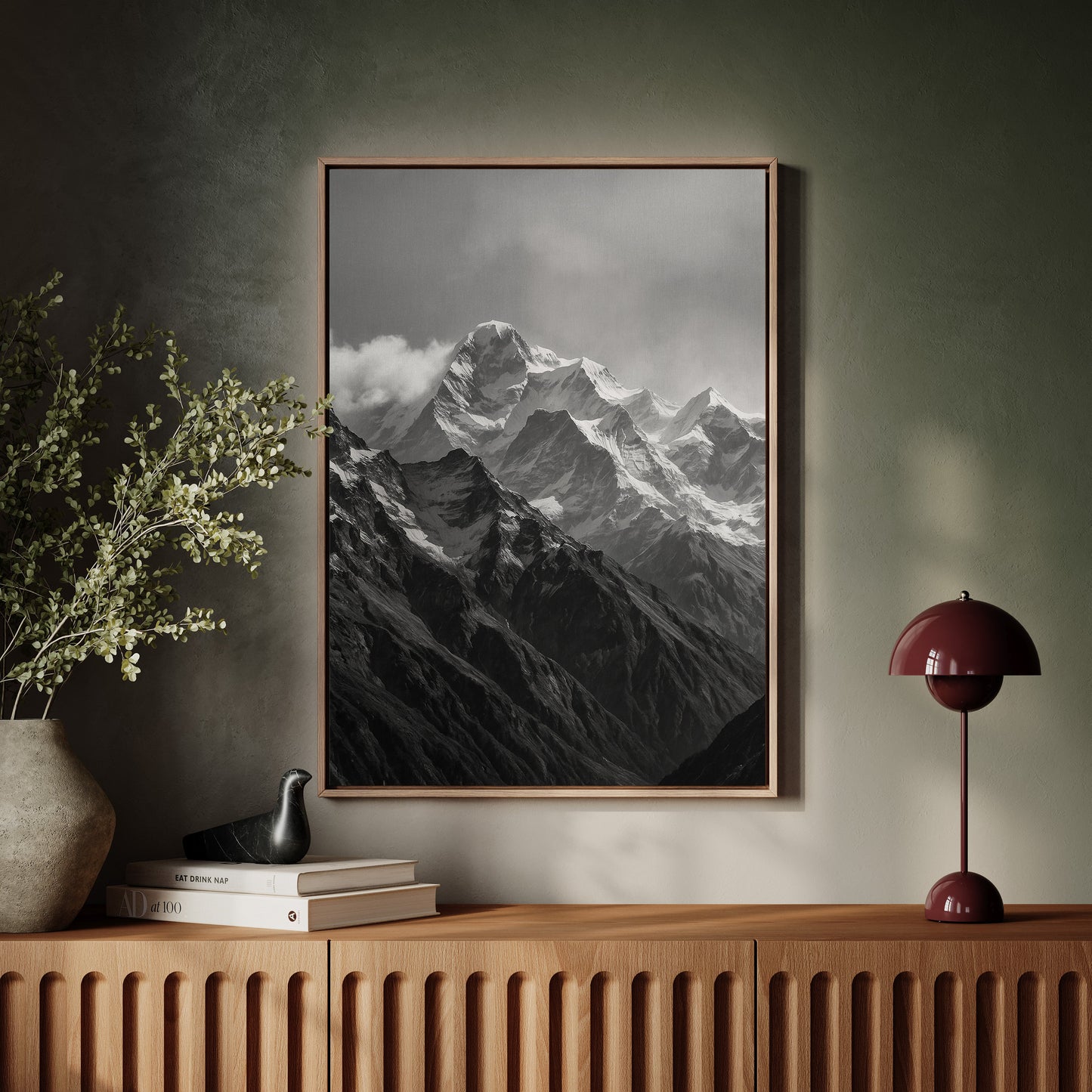 Monochrome Majesty – Black & White Alpine Mountain Print
