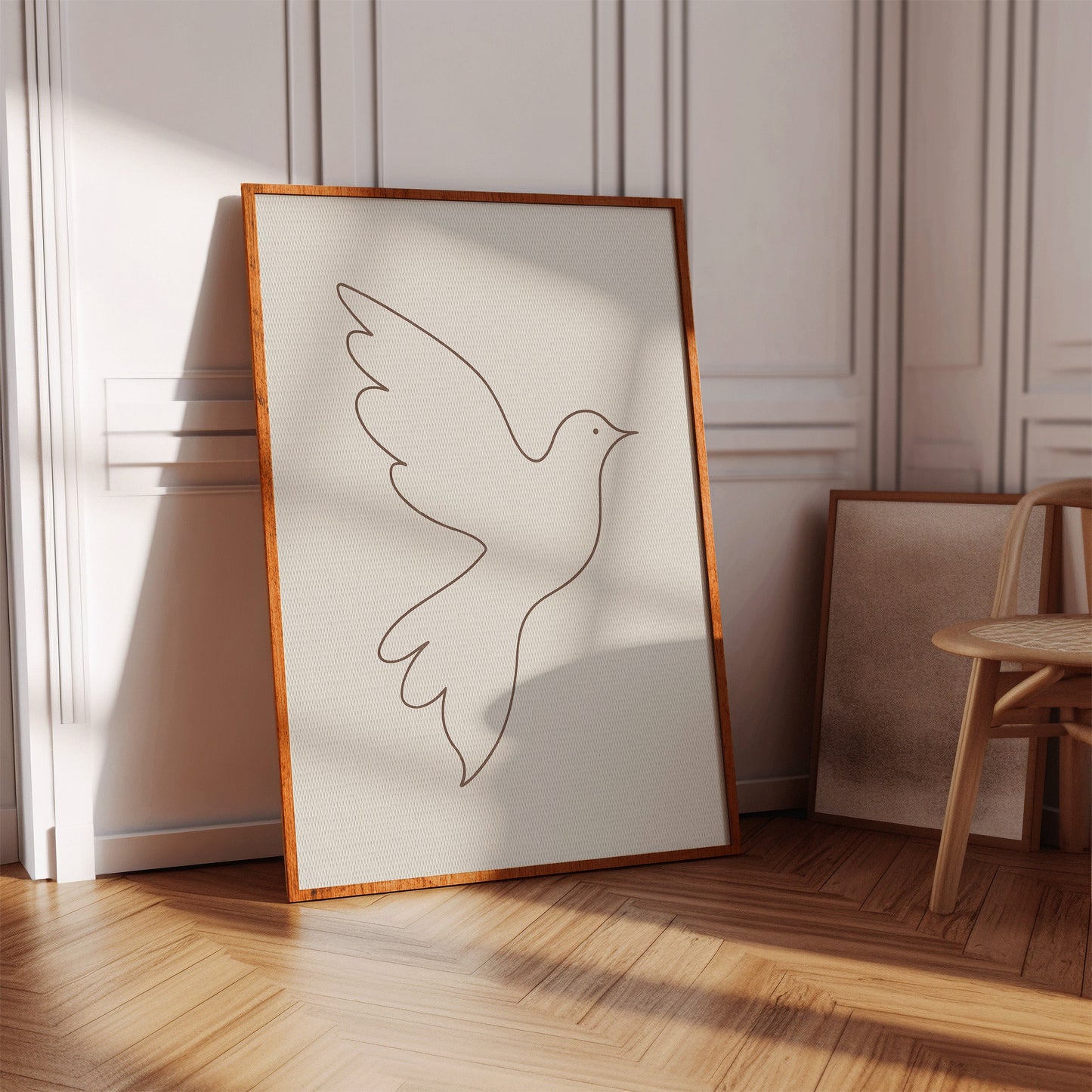 Minimalistischer Tauben-Linienkunst-Druck