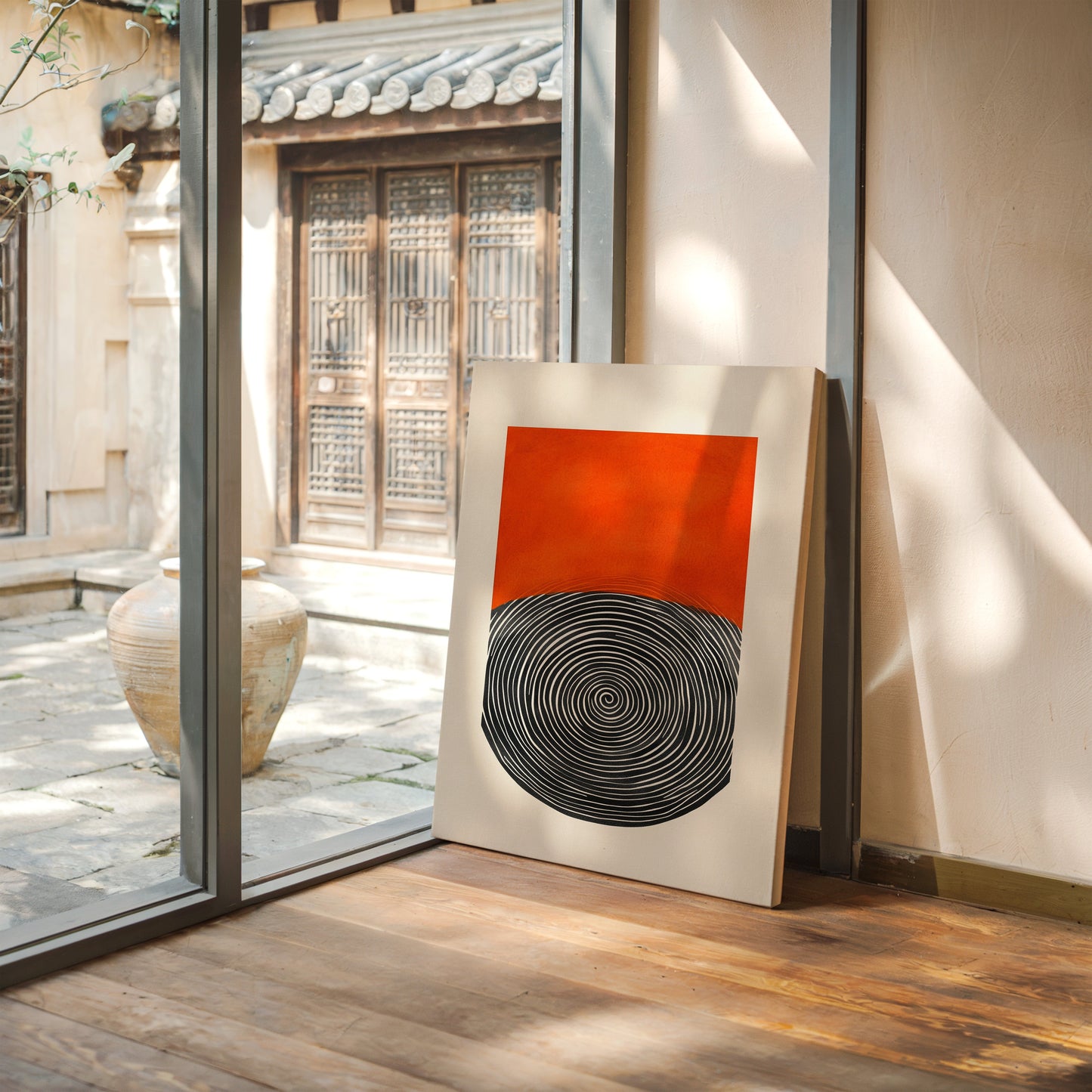 Wirbelnder Sonnenuntergang - Abstraktes Geometrisches Kunstposter