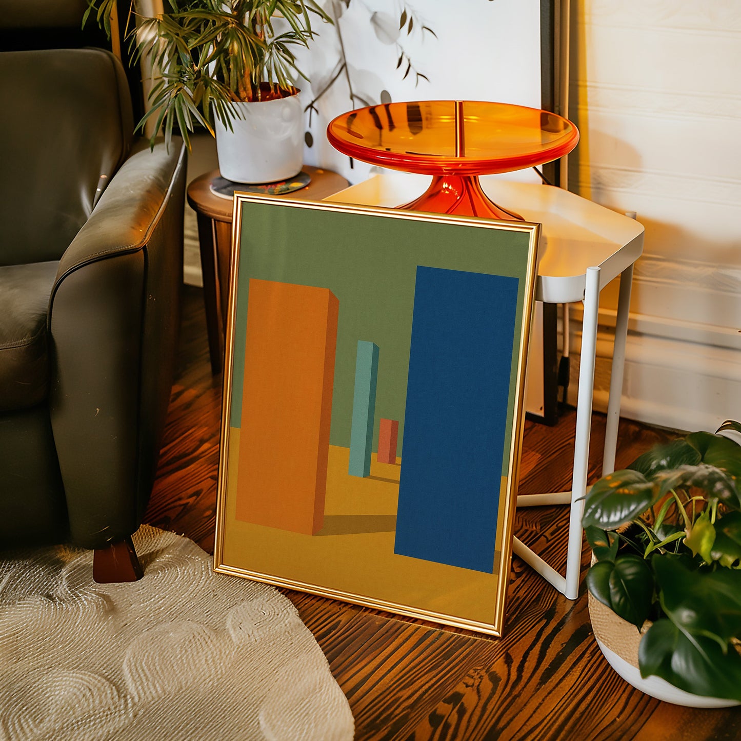 Toile d'art abstraite géométrique vibrante