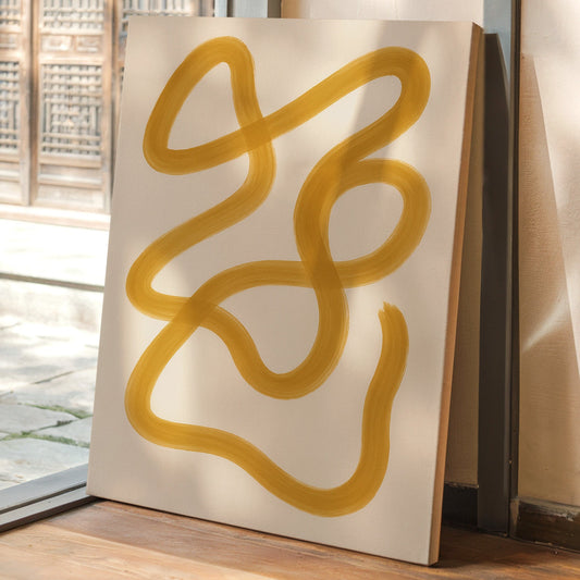 Dérive Dorée – Impression d'art linéaire abstraite minimale