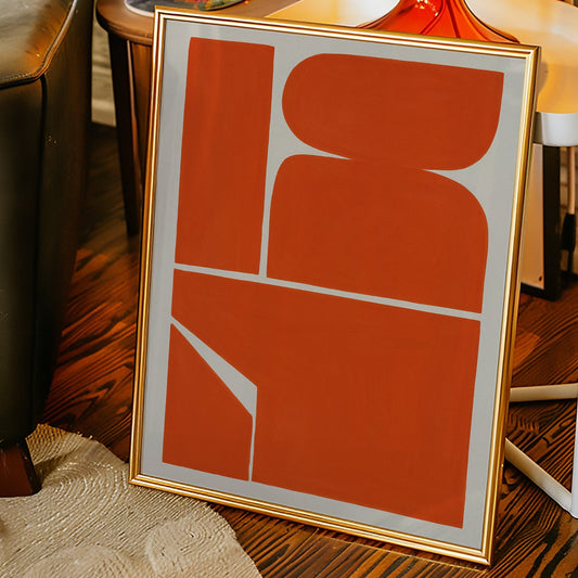 Impression d'art abstrait géométrique vibrante en orange audacieux