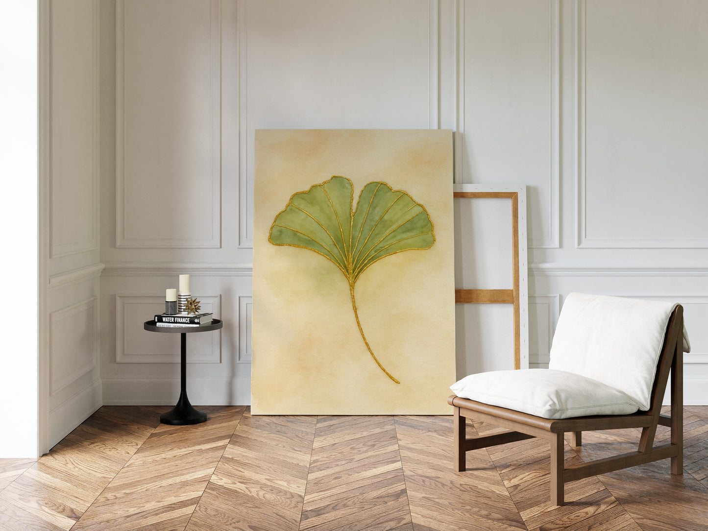 Eleganter Ginkgo-Blatt-Aquarell-Kunstdruck