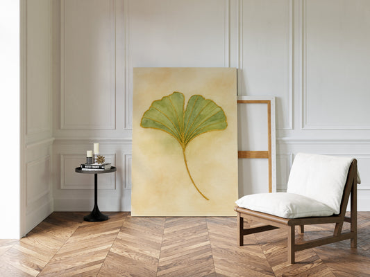 Elegant Ginkgo Leaf Watercolor Art Print