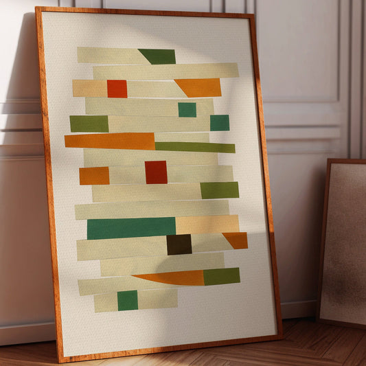 « Harmonie Empilée » – Impression d’Art Géométrique Moderne du Milieu du Siècle