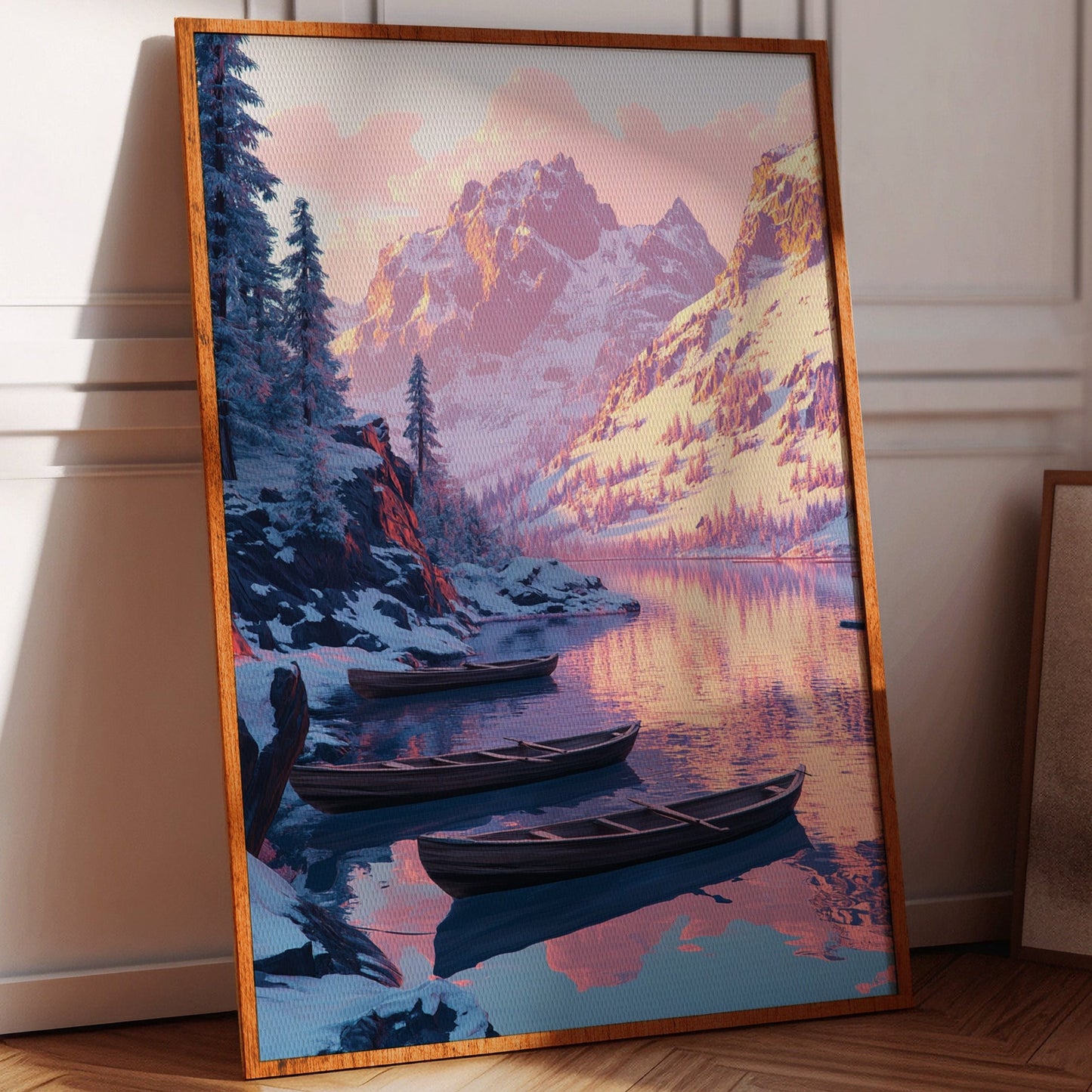 Enchanting Winter Mountain Lake Art Print