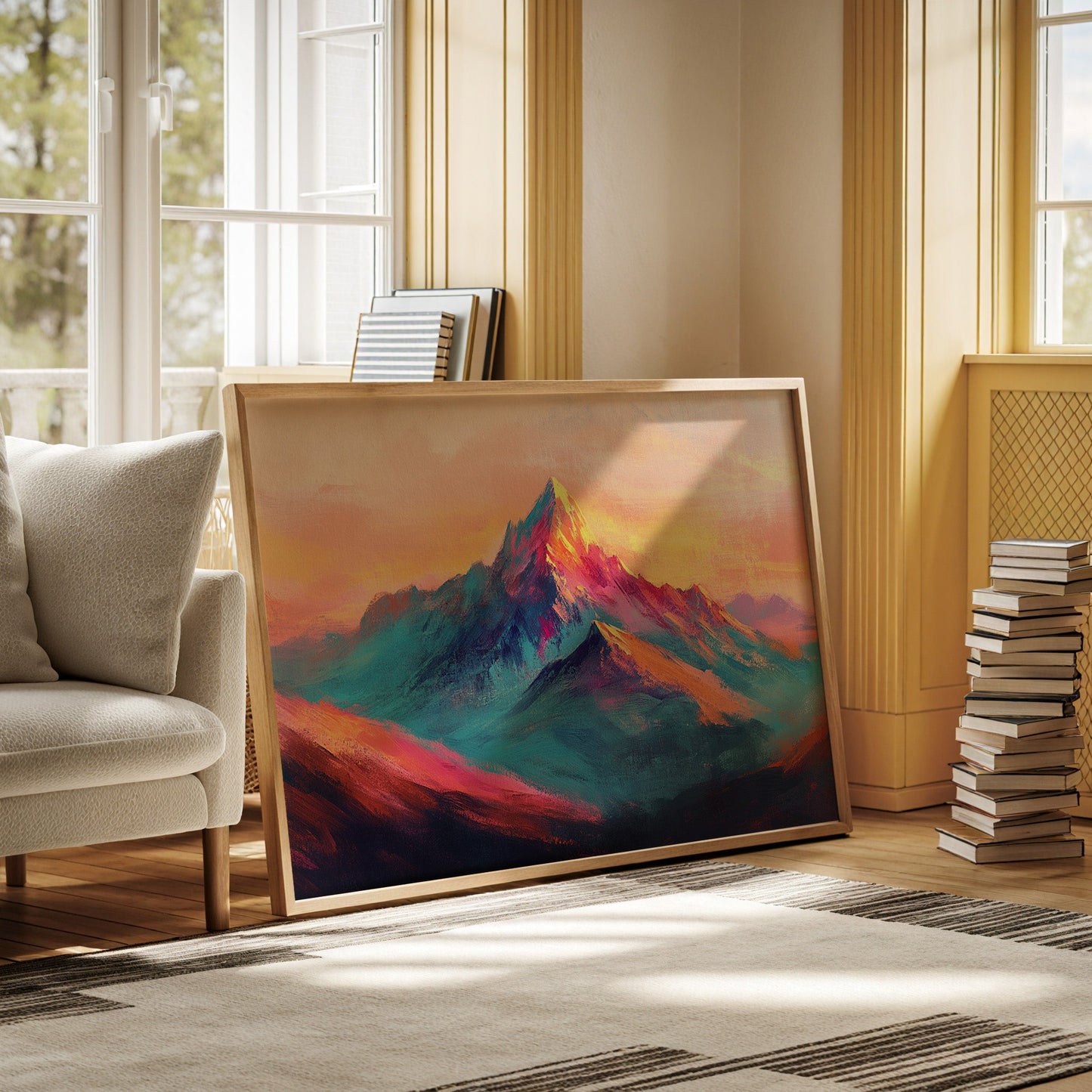Vibrant Sunset Mountain Landscape Art Print