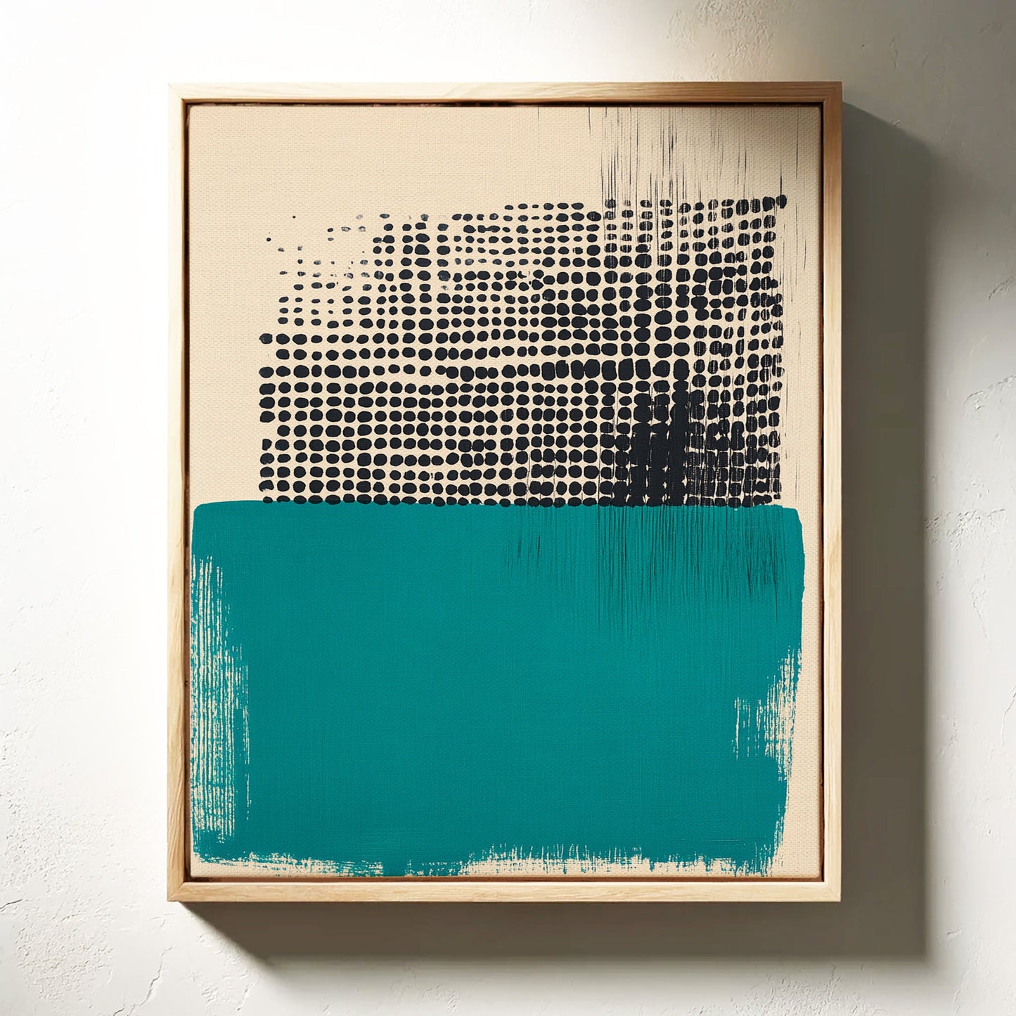 Modern Abstract Art Print in Teal and Black