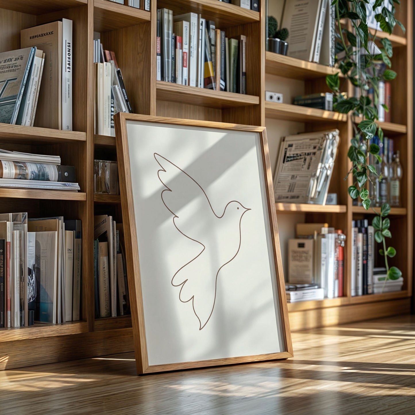 Minimalistischer Tauben-Linienkunst-Druck