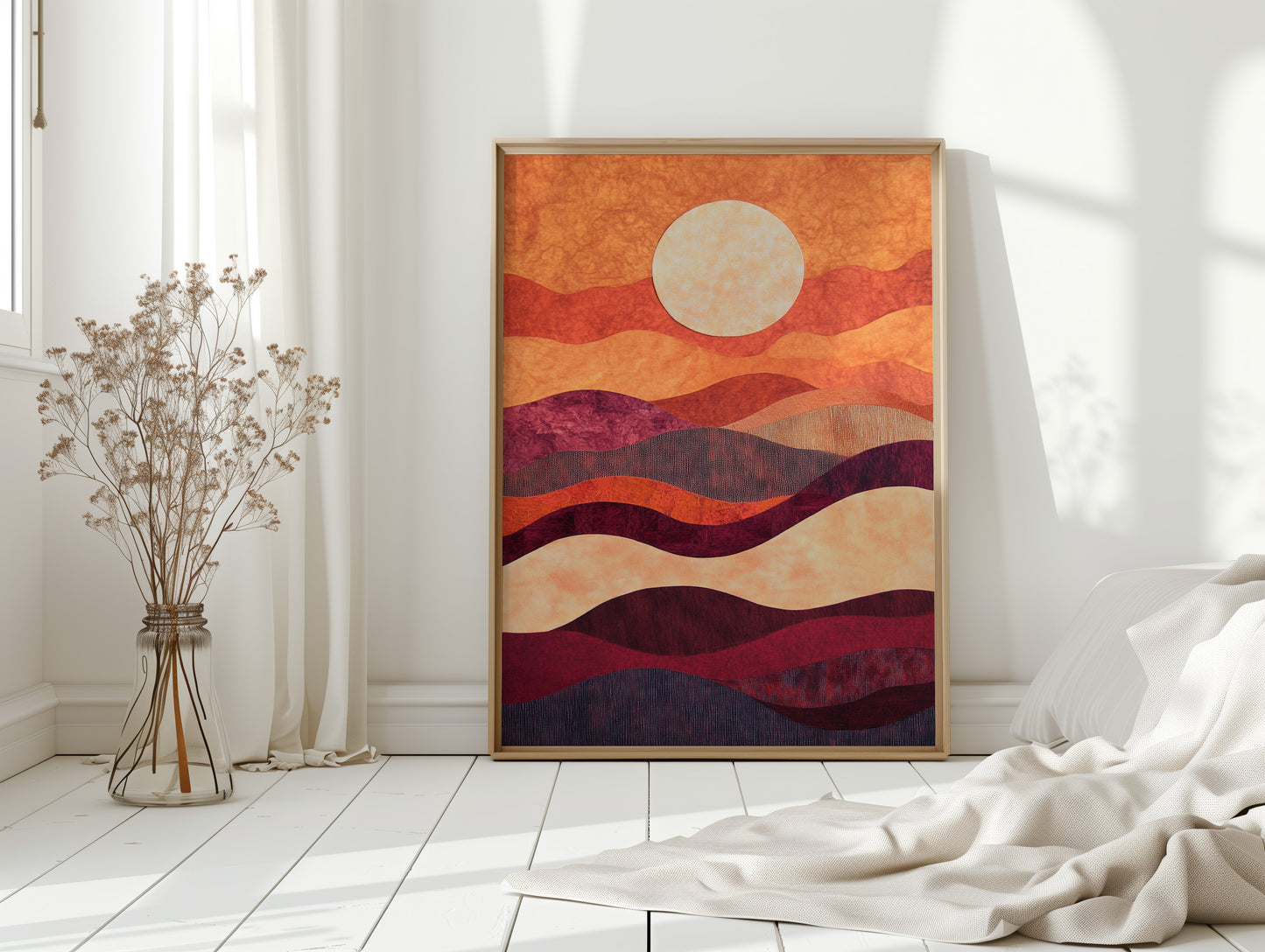 Sunset Serenity: Handmade Textile Wall Art