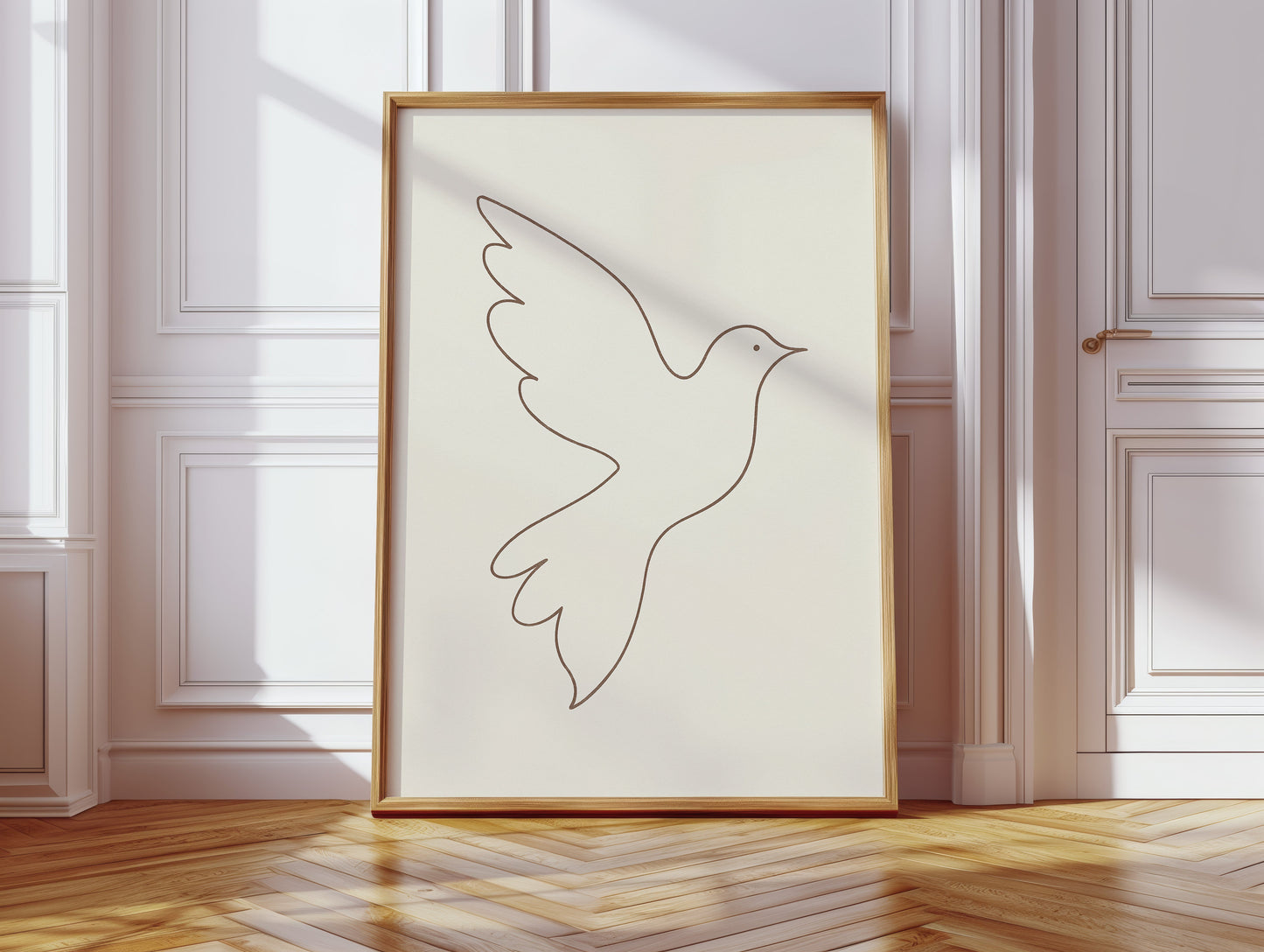 Minimalistischer Tauben-Linienkunst-Druck