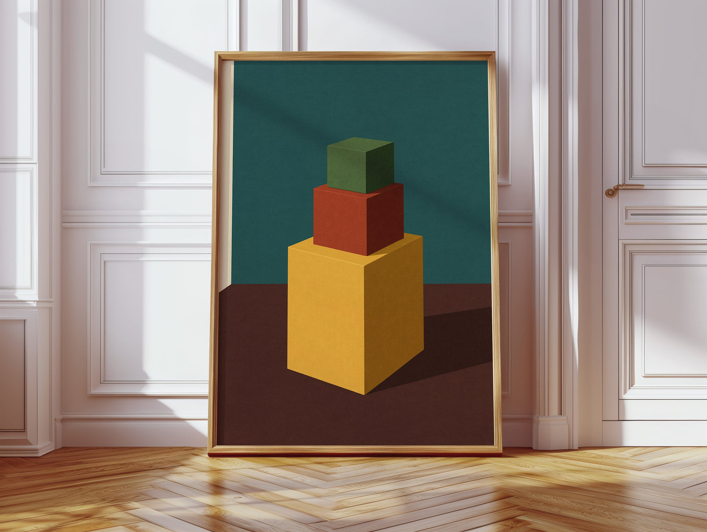 Minimalist Geometric Art Print - Bold Colorful Cubes