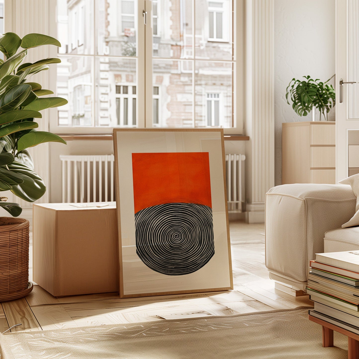 Wirbelnder Sonnenuntergang - Abstraktes Geometrisches Kunstposter