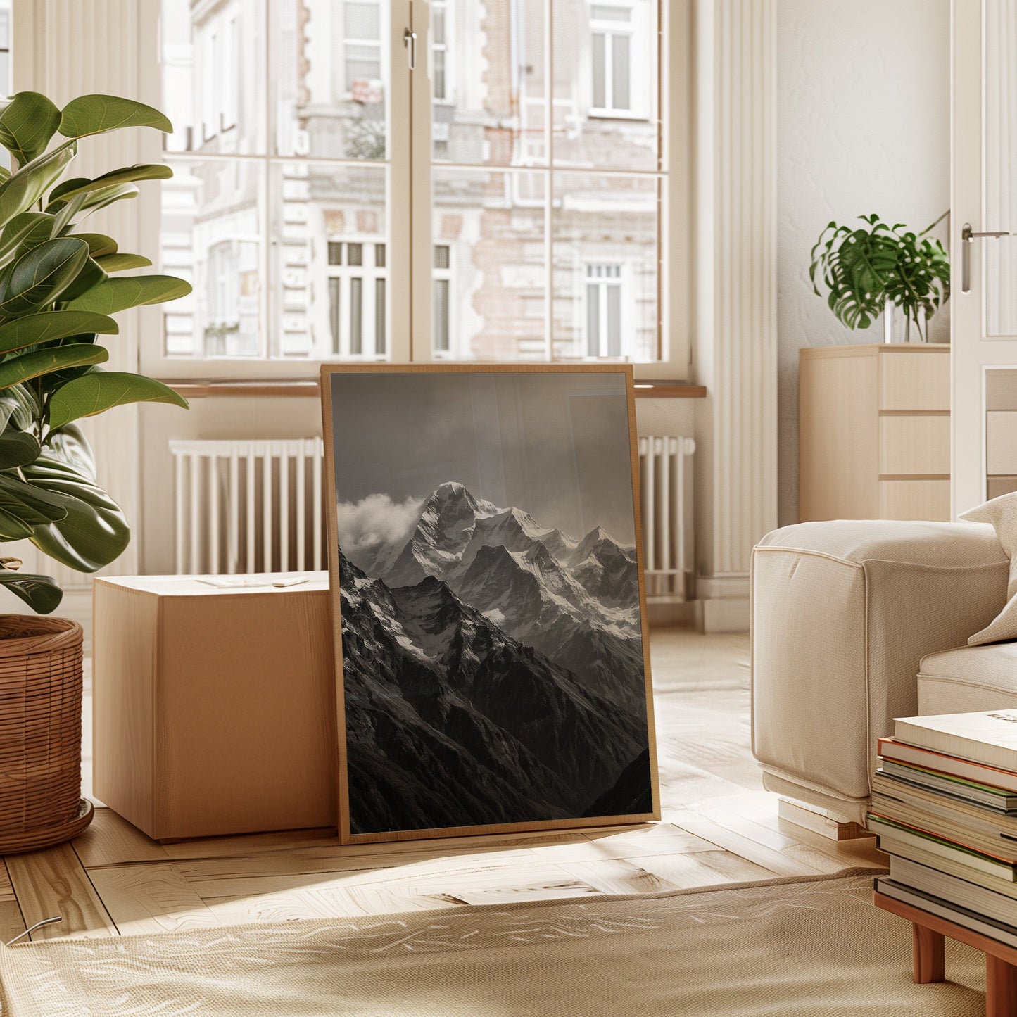 Monochrome Majesty – Black & White Alpine Mountain Print