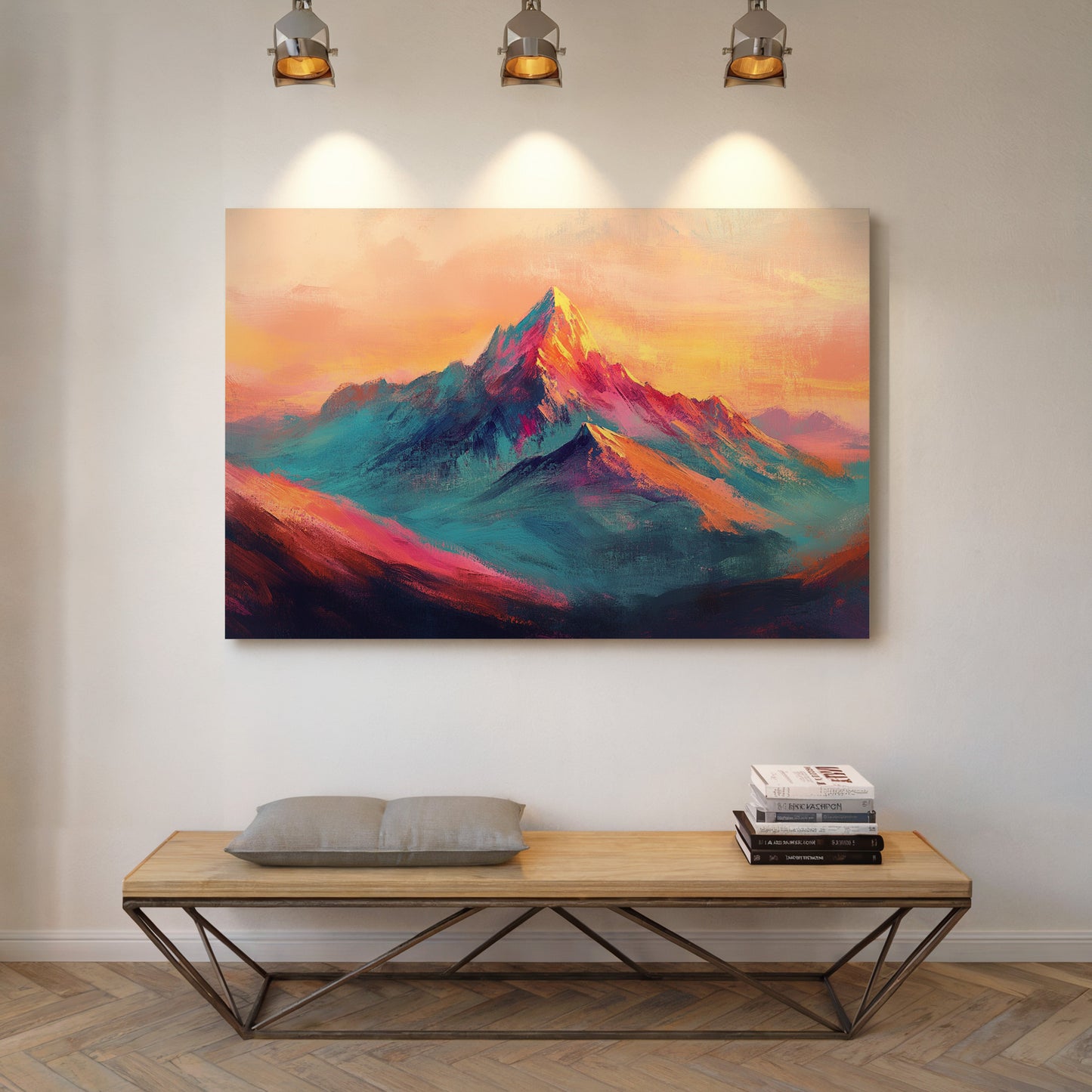 Vibrant Sunset Mountain Landscape Art Print