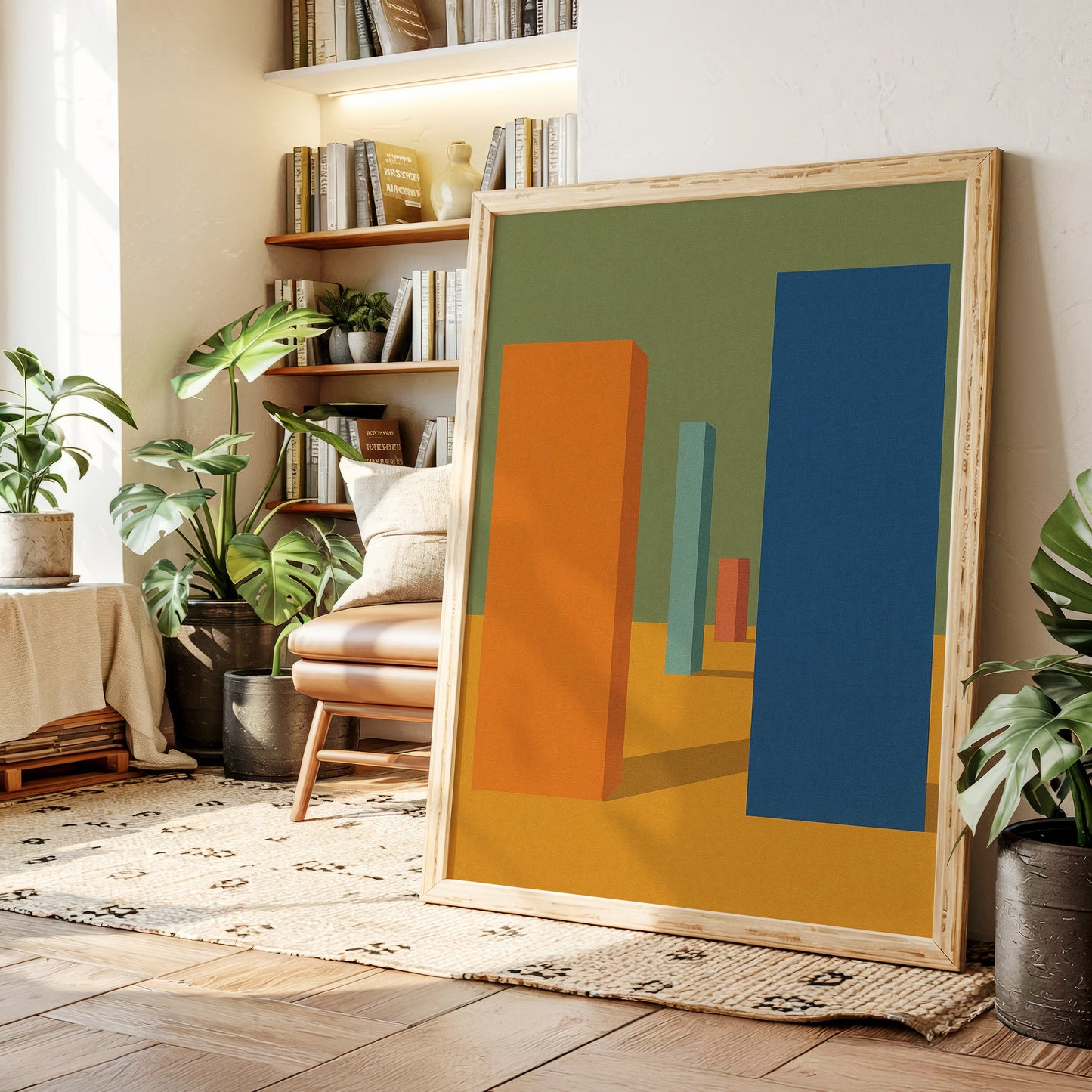 Toile d'art abstraite géométrique vibrante