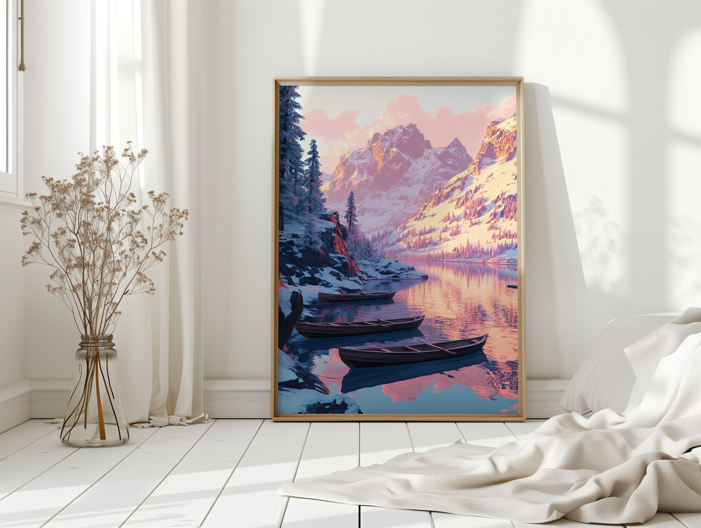 Enchanting Winter Mountain Lake Art Print