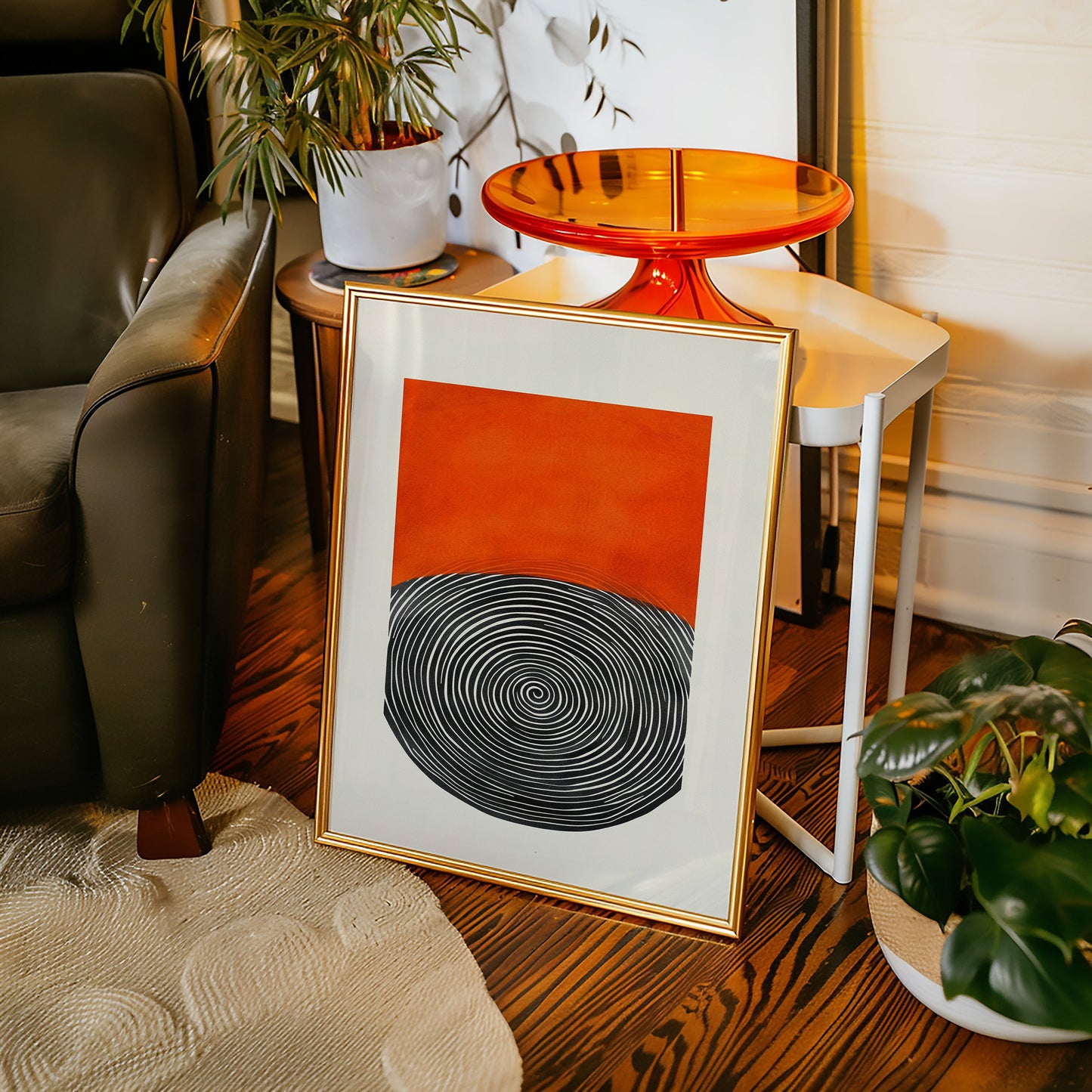 Wirbelnder Sonnenuntergang - Abstraktes Geometrisches Kunstposter