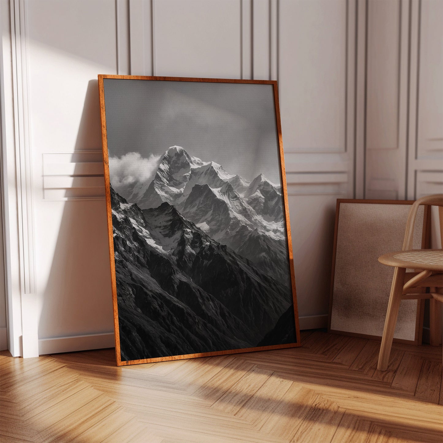 Monochrome Majesty – Black & White Alpine Mountain Print