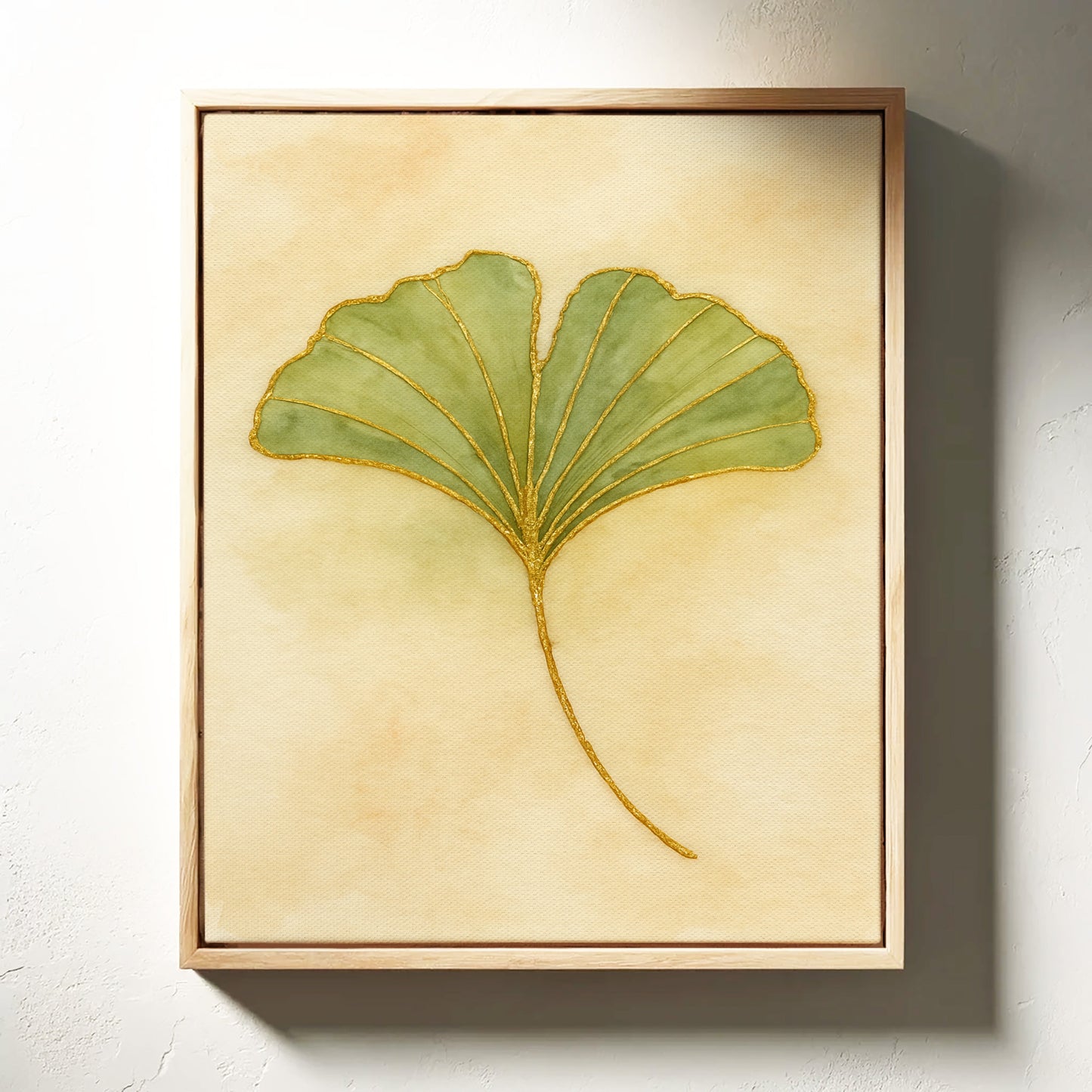 Eleganter Ginkgo-Blatt-Aquarell-Kunstdruck