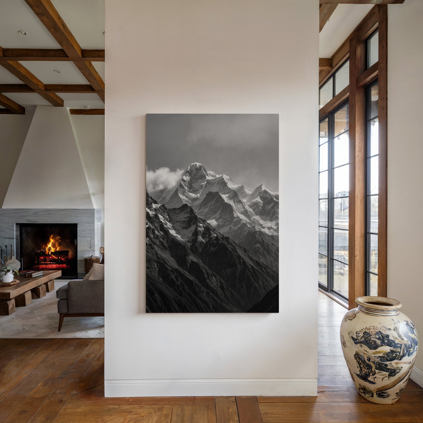 Monochrome Majesty – Black & White Alpine Mountain Print