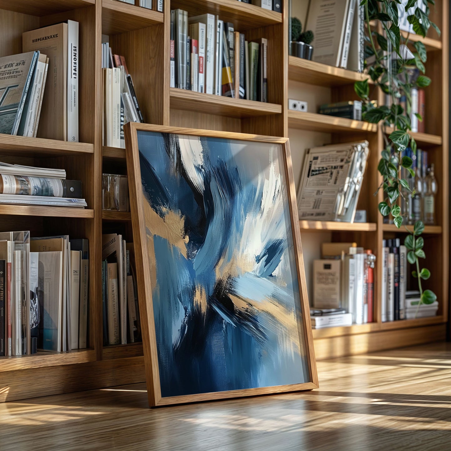 Blaue Gelassenheit - Abstraktes, vom Meer inspiriertes Leinwandbild