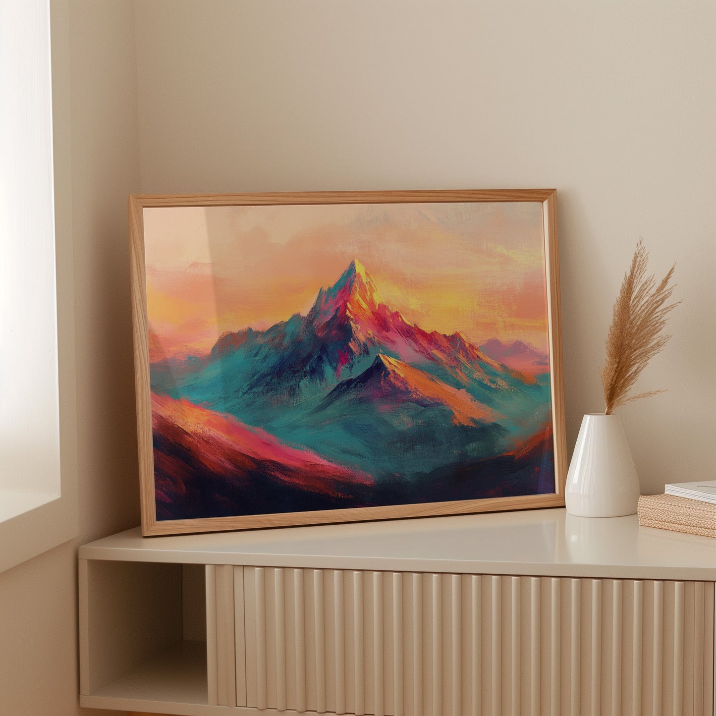 Vibrant Sunset Mountain Landscape Art Print