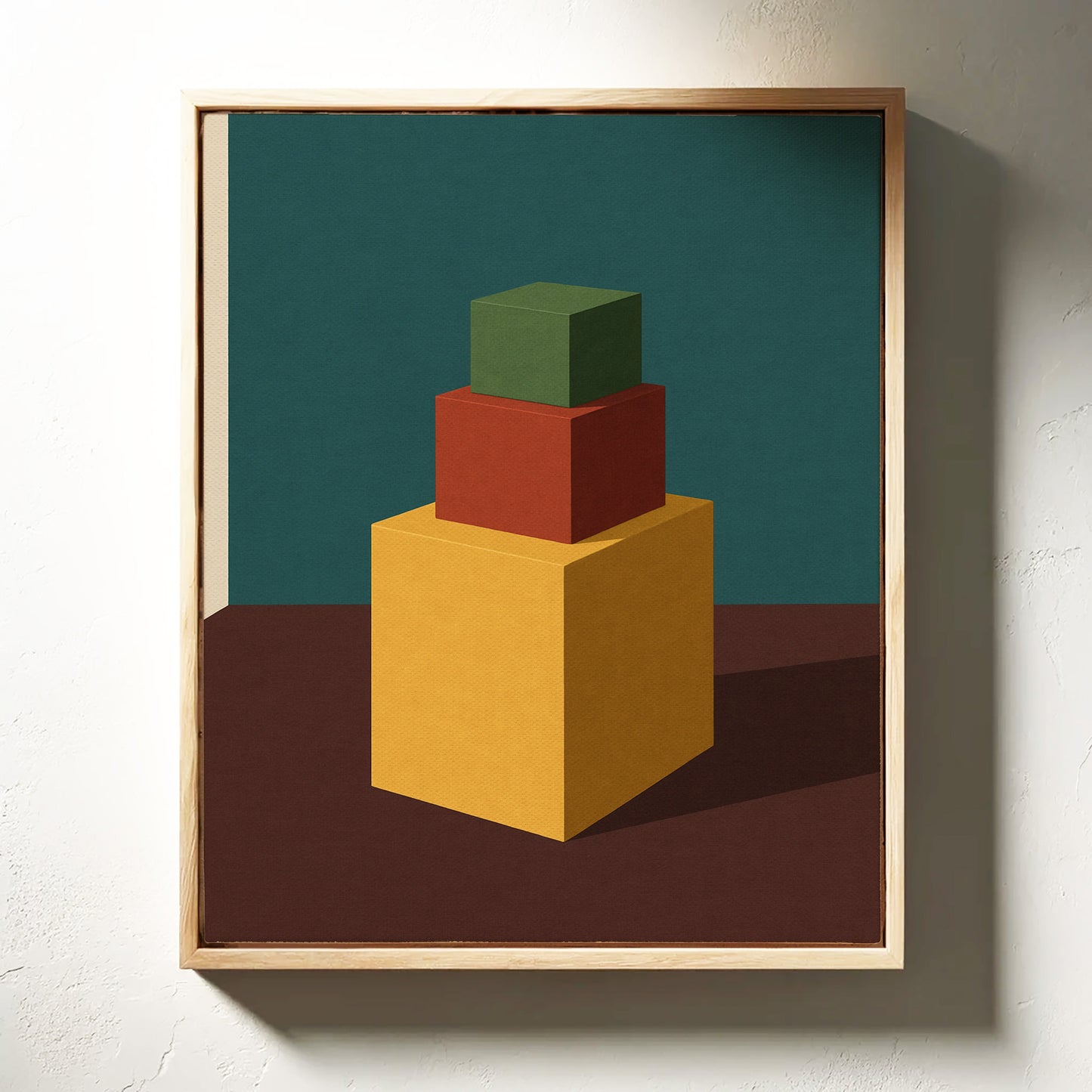 Minimalist Geometric Art Print - Bold Colorful Cubes