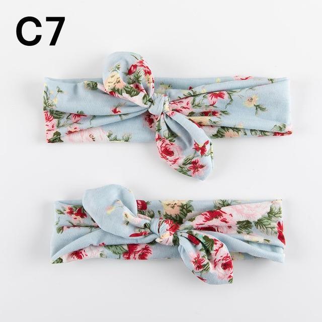Mother & Baby Headband for Girl Bow Hairband Floral Elastic Hair Bands Parent-Child Turban Hair Accessories Bow For Mother and daughter