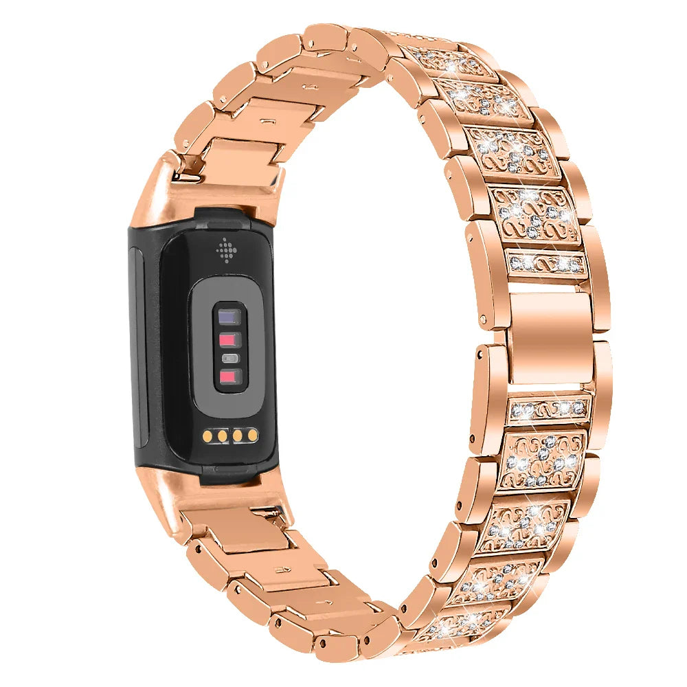 Fitbit Charge 6, 5, 4, 3 Metallband Luxus Strass-Armband