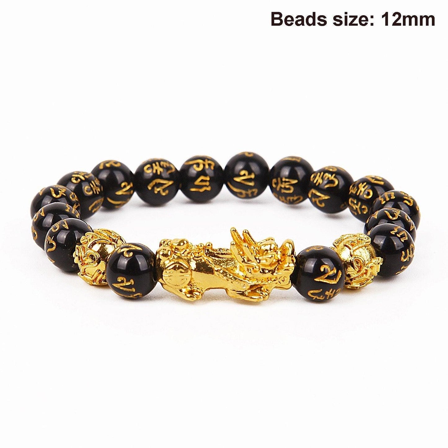 Obsidian Stone Beads Bracelet For Men and Women Unisex Wristband Gold Black Pixiu Wealth and Good Luck Bracelet Design