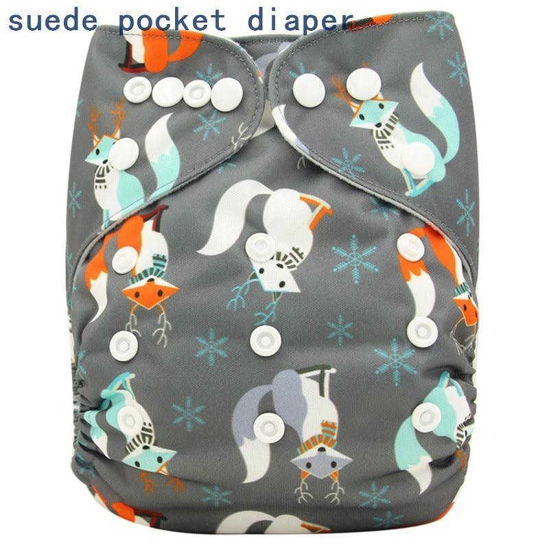 Newborn Cloth Diaper Sewed in Charcoal Bamboo Insert and Suede Pocket Diapers Waterproof Baby Nappies Design for Baby