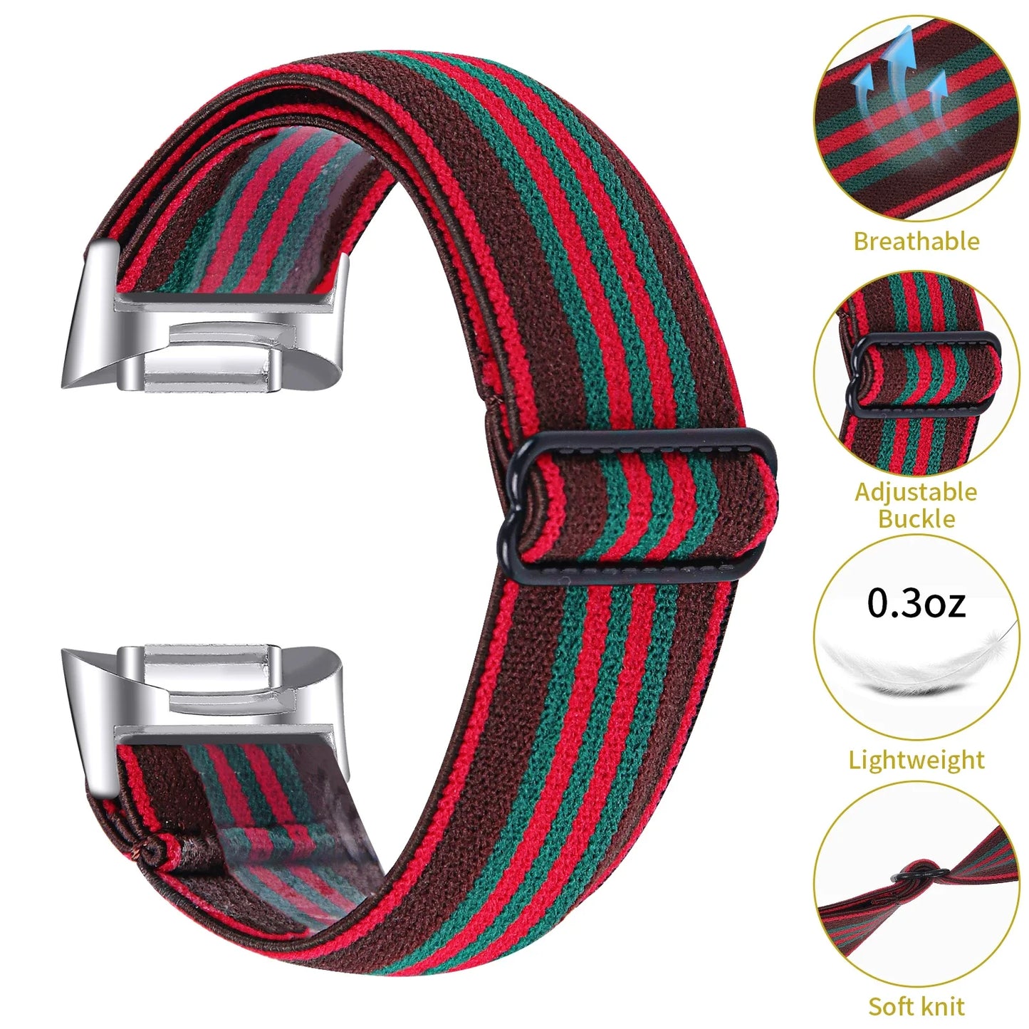 Fitbit Charge 6 5 Nylonarmband – Elastisches Sport-Stoff-Design