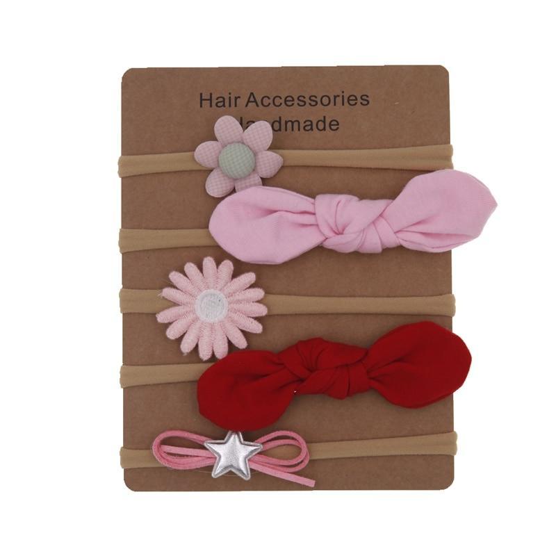 Handmade Set Baby Headband Solid Knot Flower Hair Bow Kids Nylon Elastic Soft Hair Bands Handmade For Girls Hair Accessories