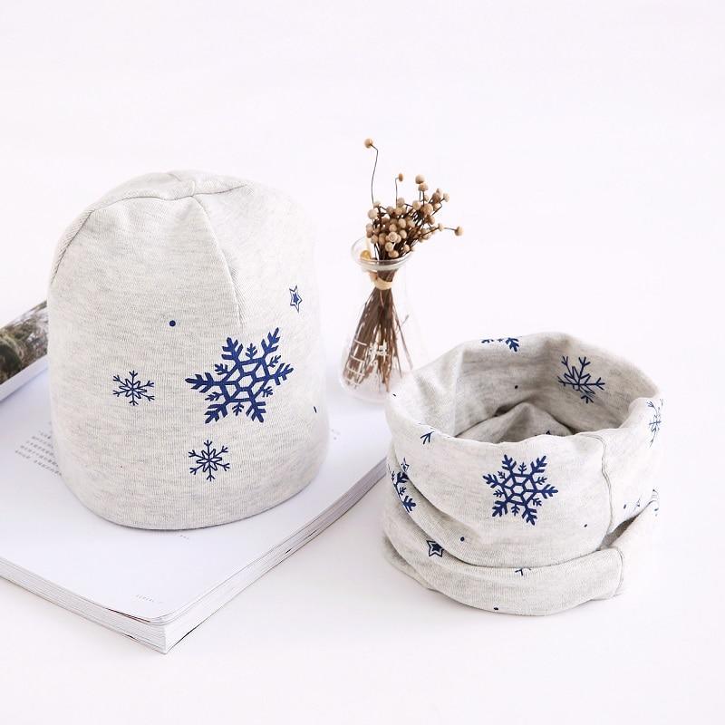 Star Print Cotton Hat And Scarf  Baby Beanie Kids Caps Children's Accessories For Boys and Girls