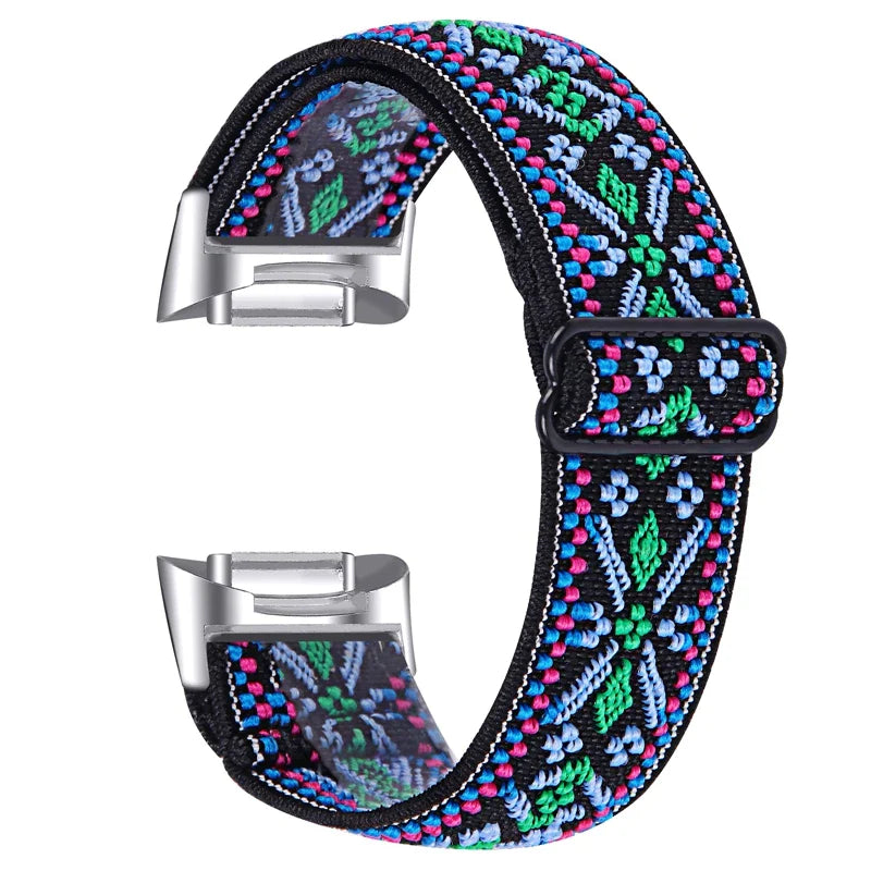 Fitbit Charge 6 5 Nylonarmband – Elastisches Sport-Stoff-Design